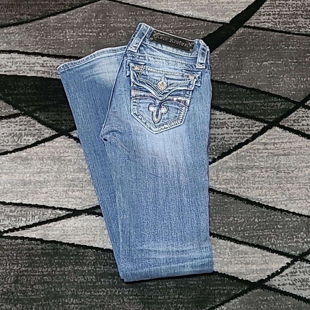 ROCK REVIVAL CELINE SEQUINS BOOT-CUT DENIM JEAN